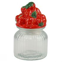 Artikel Bonboniere Glas mit Deckel Erdbeeren Keksglas Ø11cm H18cm