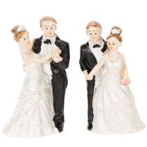 Artikel Brautpaar Miniaturfiguren aus Polyresin, 6 cm, 2 Stück, Weiss/Schwarz