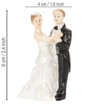 Artikel Brautpaar Miniaturfiguren aus Polyresin, 6 cm, 2 Stück, Weiss/Schwarz