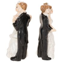 Artikel Brautpaar Miniaturfiguren aus Polyresin, 6 cm, 2 Stück, Weiss/Schwarz