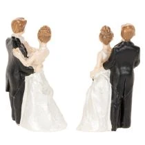 Artikel Brautpaar Miniaturfiguren aus Polyresin, 6 cm, 2 Stück, Weiss/Schwarz