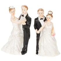 Artikel Brautpaar Miniaturfiguren aus Polyresin, 6 cm, 2 Stück, Weiss/Schwarz