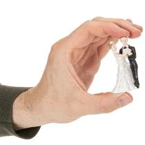 Artikel Brautpaar Miniaturfiguren aus Polyresin, 6 cm, 2 Stück, Weiss/Schwarz