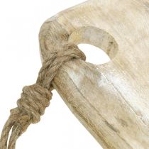 Artikel Holztablett aus Naturholz mit Kordel, Weiss gewaschen, Shabby Chic, 60 cm