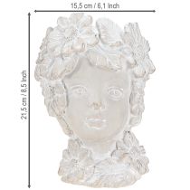 Artikel Büste aus Steinguss – Frau mit Blumenmotiv, grauer Übertopf H21,5 cm für Innen- und Aussenbereich