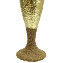 Artikel Aufhänger Champagnerglas Hellgold Silvester Deko 15cm 3St