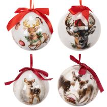 Artikel Weihnachtskugeln Hirschmotiv Kunststoff mit Aufhängeband 7cm 4er-Set