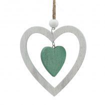Artikel Christbaumschmuck Holz Sterne Herzen Tannen Grün Weiss 10cm 9-teilig