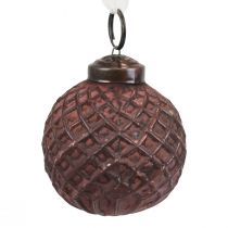 Artikel Christbaumschmuck Vintage Glas Rot-Braun Ø5cm 9 Stück