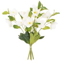 Artikel Christrose Kunstblume weiss, Dekobund 40 cm, 4 Stiele mit Blüten