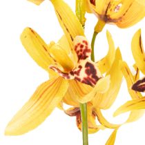 Artikel Künstliche Cymbidium Orchidee 95 cm Gelb-Grün-Bordeaux 2 Stück