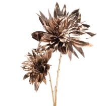 Artikel Künstliche Dahlie langstielig mit zwei Blüten 75 cm Metallic Champagner