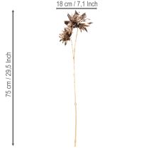 Artikel Künstliche Dahlie langstielig mit zwei Blüten 75 cm Metallic Champagner