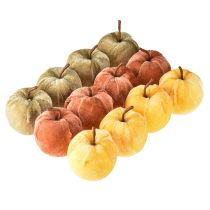 Artikel Deko Äpfel aus Samt, Stoff, Braun und Gelb, Ø5cm, H6cm, 12 Stück