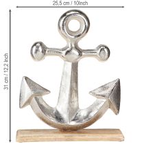 Artikel Deko-Anker aus Metall und Holz in Silber Natur 25,5x5,5x31 cm