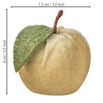 Artikel Deko Apfel Samt mit Blatt Braun Gelb Ø7,5cm H9cm 9 St