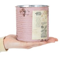 Artikel Deko-Dose aus Metall in Altrosa Ø11cm H10,5cm zur Bepflanzung