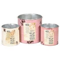 Artikel Blumentopf-Set aus Aluminium, Vintage Design, 15 cm, Altrosa und Creme, 3 Stück, für Balkon und Garten