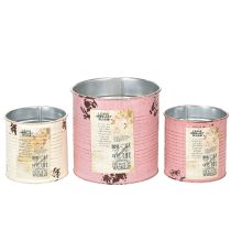Artikel Blumentopf-Set aus Aluminium, Vintage Design, 15 cm, Altrosa und Creme, 3 Stück, für Balkon und Garten