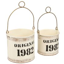 Artikel Deko Eimer Henkel „Original 1982“ Creme Ø12/10cm 2×2er-Set