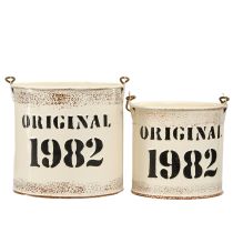 Artikel Deko-Metalleimer mit Henkel "Original 1982" Creme Ø12/10cm 2er-Set