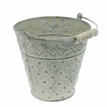Artikel Deko-Eimer Weiß gewaschen mit Henkel Ø20,5cm Pflanzkübel Metalldeko