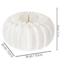 Artikel Papier-Dekokugel Kürbisform 34cm Weiss 2er-Set