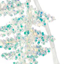Artikel Deko Farn zum Hängen Weiß Blau Glitzer Winter L110cm