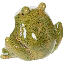 Artikel Deko Frosch Keramik Grün Braun Vintage L15,5cm
