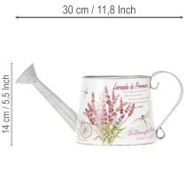 Artikel Deko-Giesskanne Metall Weiss Lavendel-Motiv 30×11×14,5 cm für Innenbereich