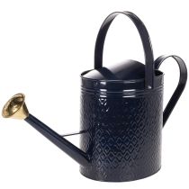 Artikel Deko-Giesskanne aus Metall 65cm Blau-Gold mit Karo-Muster für Innen und Balkon