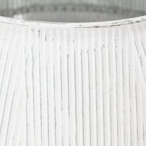 Artikel Deko Gießkanne Weiß Vintage Metall Rillen Blumentopf 25cm