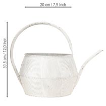 Artikel Deko Giesskanne aus Metall Weiss mit Rillenmuster 25cm für Innen und Aussen