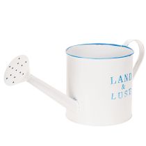 Artikel Deko-Giesskanne aus Metall, Weiss-Blau, Ø17 cm, für Innen- und Aussendekoration