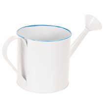 Artikel Deko-Giesskanne aus Metall, Weiss-Blau, Ø17 cm, für Innen- und Aussendekoration
