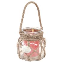 Artikel Dekogläser mit Makramee und Muscheln, maritim, Ø 11 cm, H 12,5 cm, 2er Set