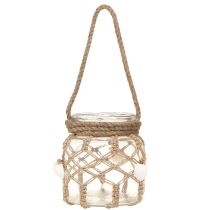 Artikel Deko-Glas mit Jute-Makramee und Muscheln Ø 14 cm