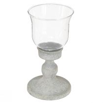 Artikel Deko Glas Pokal Vintage Metall Grau Shabby Chic Ø8cm H15,5cm