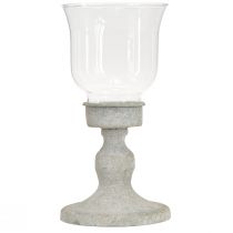 Artikel Deko-Glas-Pokal aus Metall und Glas Ø8cm H15,5cm Grau Vintage-Stil für Innen