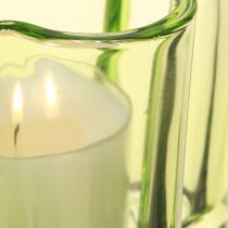 Artikel Deko Teelichthalter aus Glas in Blütenform Grün Ø7,5 cm H6 cm 6er-Set
