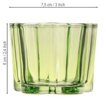 Artikel Deko Teelichthalter aus Glas in Blütenform Grün Ø7,5 cm H6 cm 6er-Set