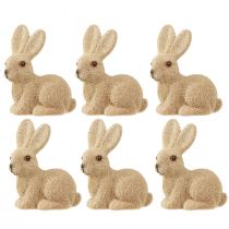 Artikel Dekofiguren Hasen Beflockt Sitzend – H 10cm – Frühling & Ostern – 6er-Set