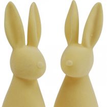 Artikel Deko Hasen aus Kunststoff – Beflockt Hellgelb – 29,5 cm – 2er Set – Osterdekoration