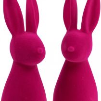Artikel Dekofiguren Set Hase Kunststoff Beflockt Pink 29,5 cm 2 Stück