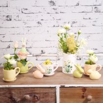 Artikel Keramik-Dekofiguren Hase 8,5 cm Gelb Grün Braun für Ostern 3er-Set