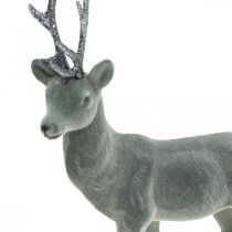 Artikel Deko-Hirsch aus Kunststoff mit Glitzergeweih, Anthrazit, 28 cm hoch