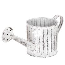 Artikel Deko-Pflanzkanne aus Metall, Ø10,5cm, silber/weiss, mit Rillenstruktur