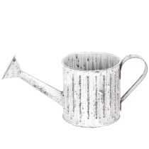 Artikel Deko-Pflanzkanne aus Metall, Ø10,5cm, silber/weiss, mit Rillenstruktur