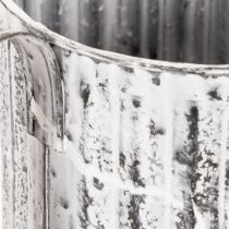 Artikel Deko-Pflanzkanne aus Metall, Ø10,5cm, silber/weiss, mit Rillenstruktur
