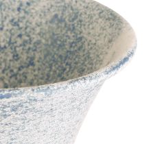 Artikel Deko Kelch Metall Antiklook Weiss Blau Ø11cm H17,5cm Tischdeko